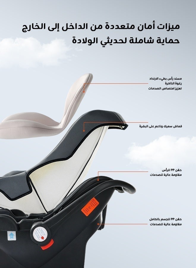 أوميني مقعد سيارة للأطفال خفيف الوزن, مظلة شمسية كبيرة لحماية الطفل أثناء الخروج, وسادة ناعمة قابلة للتنفس لراحة أكبر, استخدام متعدد للسيارة والمنزل والخروج, مناسب من 0 إلى 18 شهرًا - Image 4